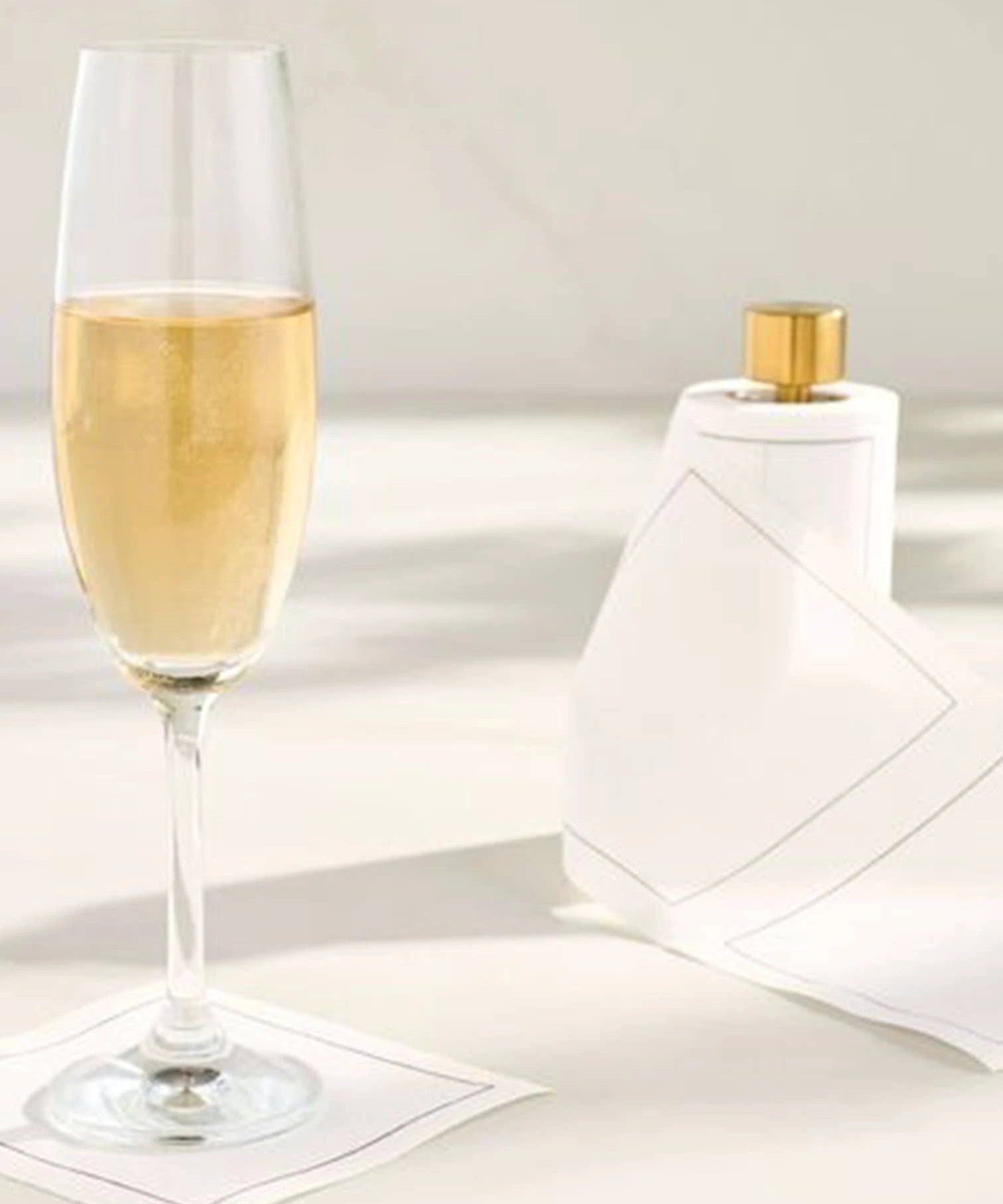 Solid White Rabbit Cocktail Napkin Gold Border