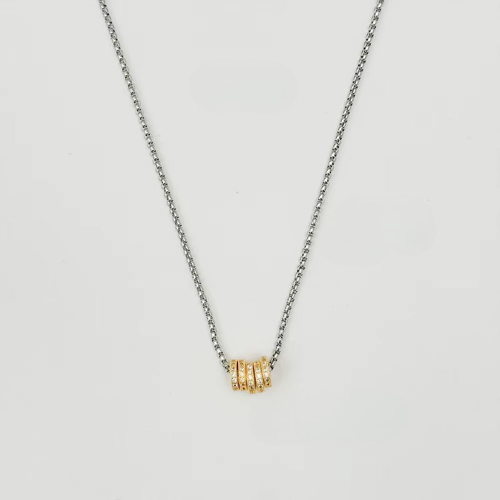 Milan Stack Necklace 18K Gold Two Tone Layered Chain (17.7” &amp; 19.7”)