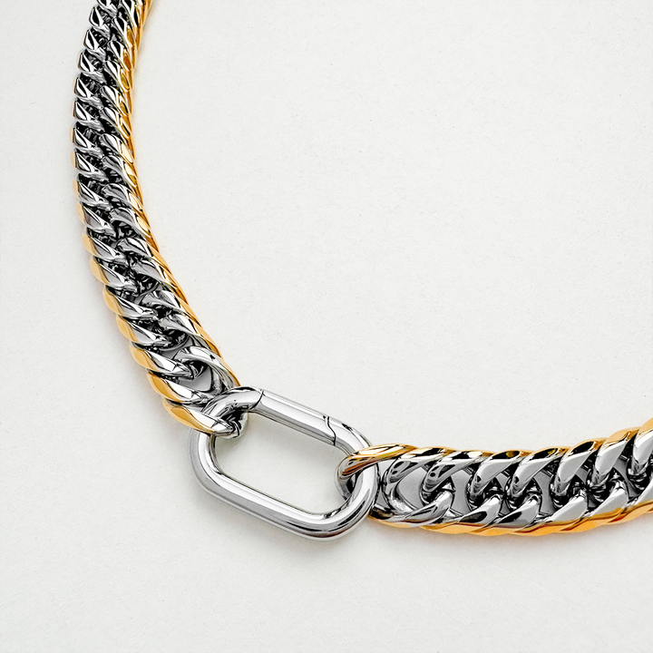 Milan Stack Necklace 18K Gold Two Tone Layered Chain (17.7” &amp; 19.7”)