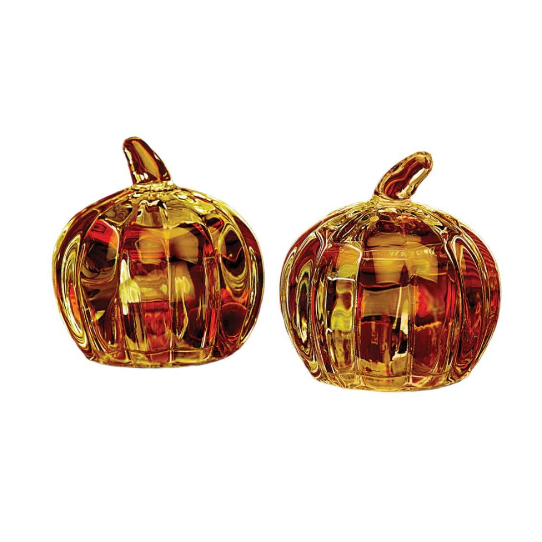 Harvest Amber Pumpkin Salt & Pepper Shaker Set