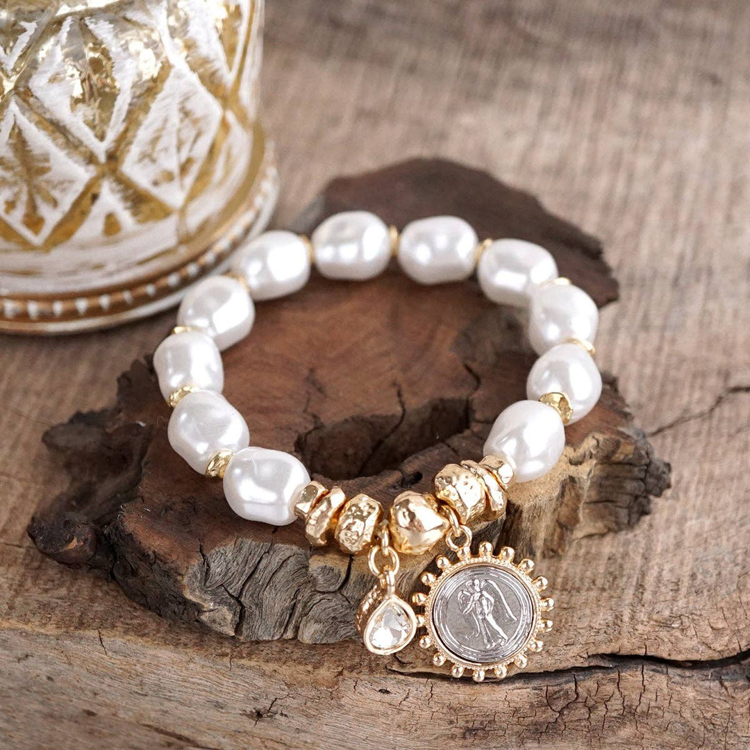 Pearl Angel Charm Stretch Bracelet – Gilded Keepsake