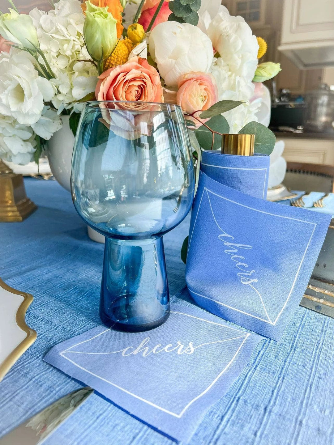 Cotton Cocktail Napkin Roll - Summer Dreaming White "Cheers" Entertaining Essentials Toasting With Tara