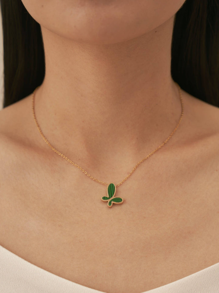 Green Malachite Butterfly Pendant Necklace
