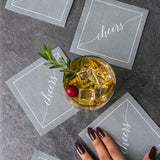 Cotton Cocktail Napkin Roll - Silver Fox White "Cheers" Entertaining Essentials