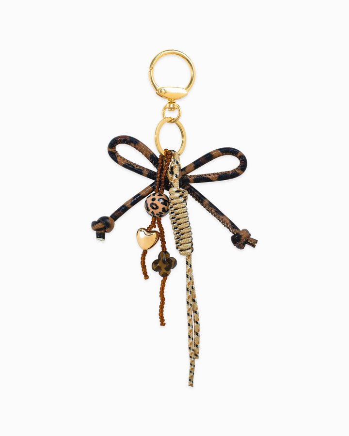 Leather Leopard Rope Knot Dangle Bag Charm Sessori