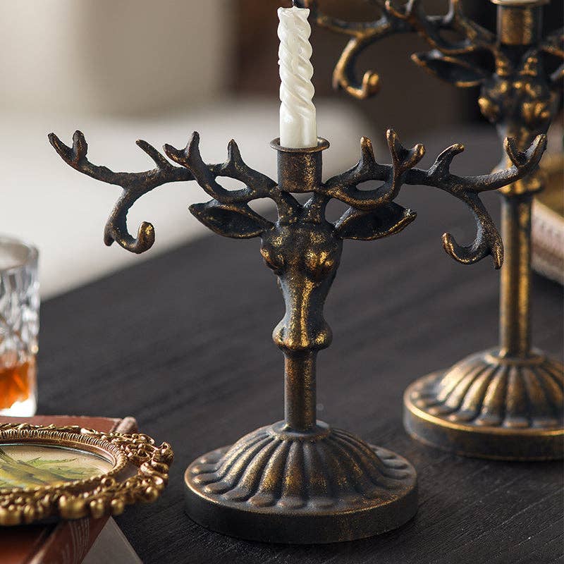 Antique Deer Antler Candle Holder