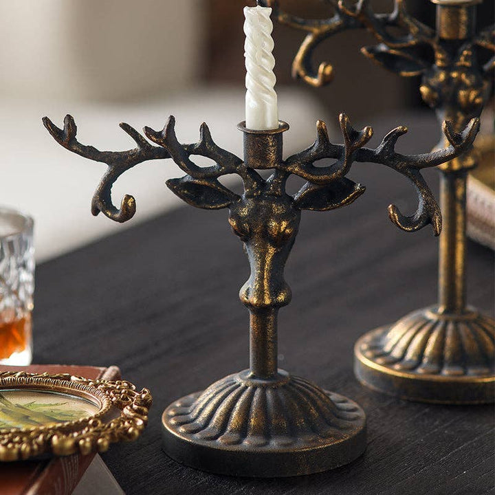 Antique Deer Antler Candle Holder