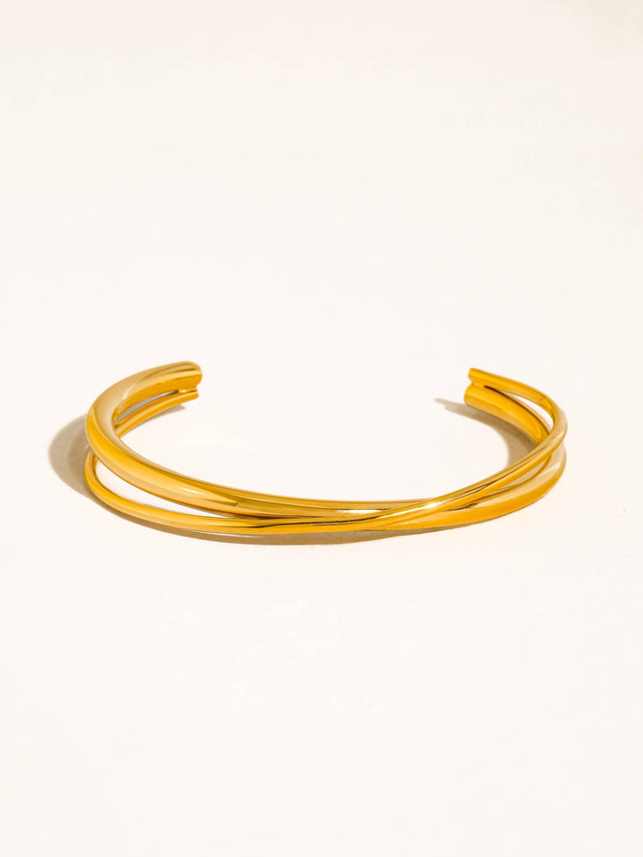 Rivoli 18K Gold Non-Tarnish Crossover Cuff Bracelet