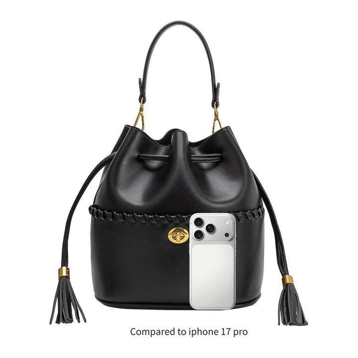 Janae Black Recycled Vegan Leather Top Handle Bag