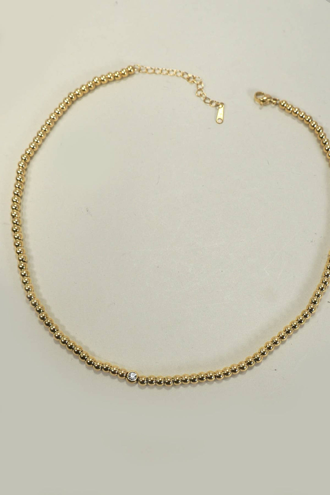 18K STAINLESS STEEL TARNISH FREE BEADED NECKLACE