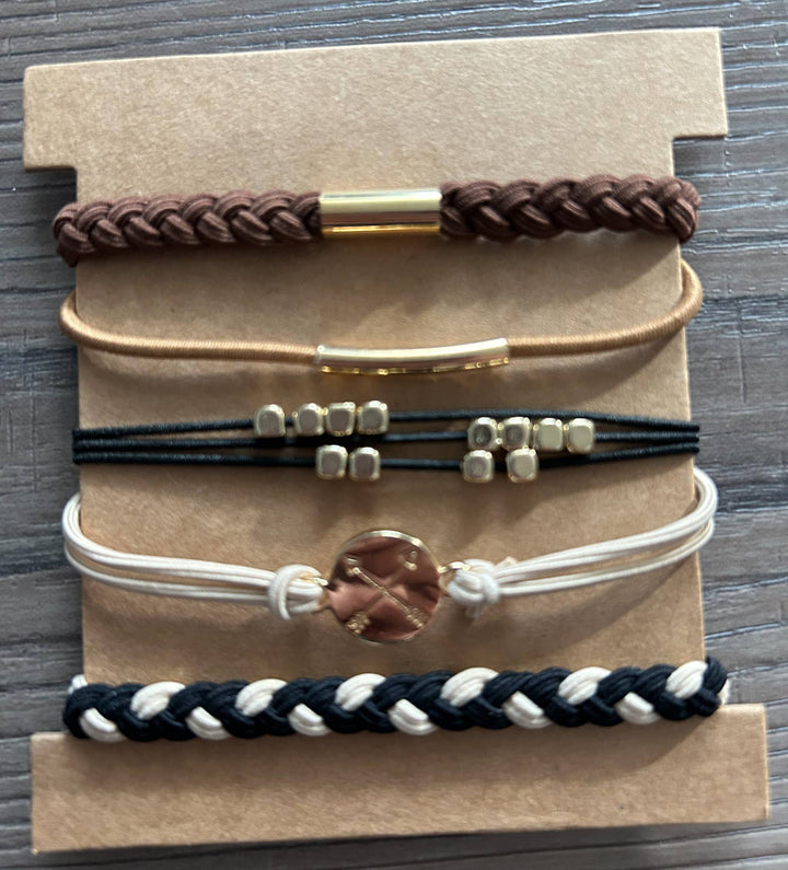 Hair Tie Bracelet Sets: Plain Gold