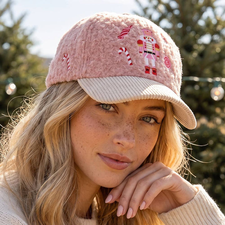 Christmas Nutcracker Embroidered Sherpa Baseball Cap