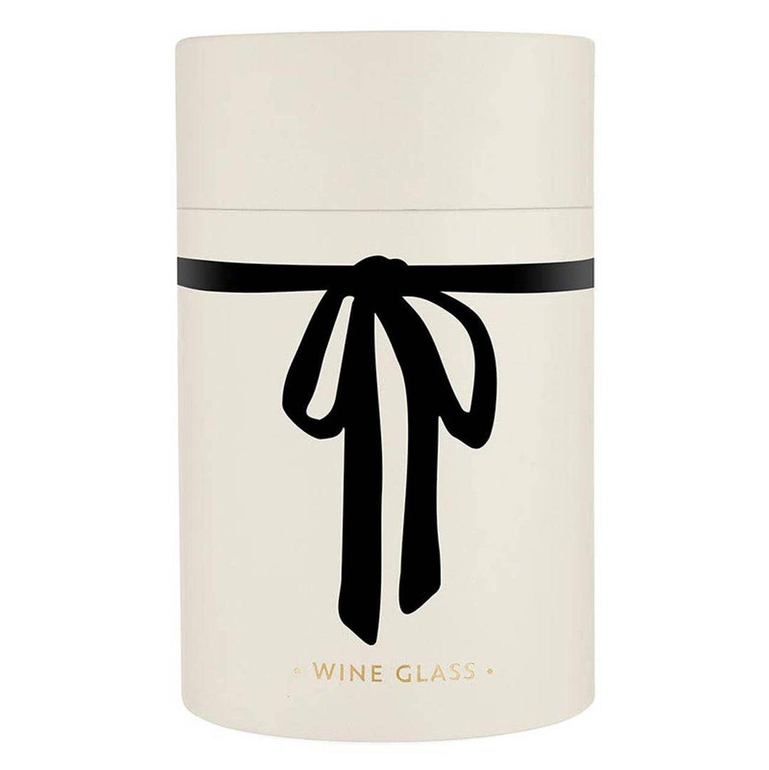 Stemless Wine Glass - Black Bow