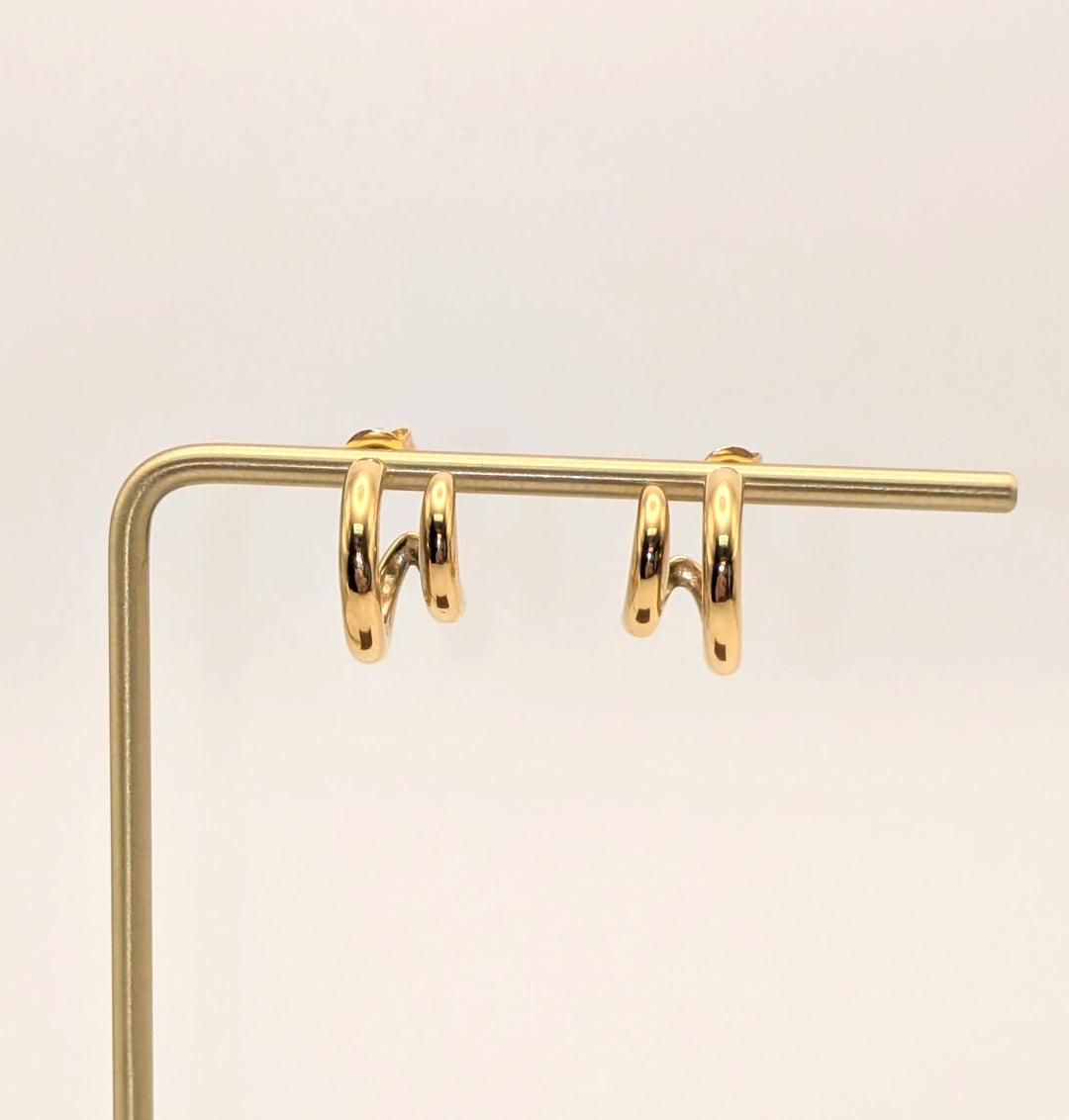 Maddison-Gold Non-Tarnish Double C Hoop Earring