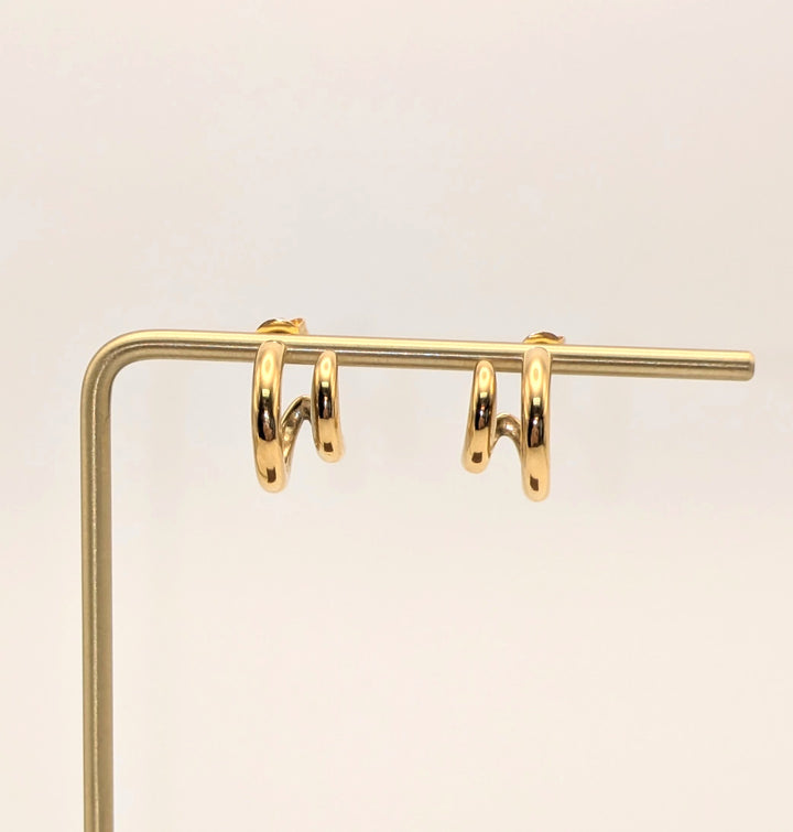 Maddison-Gold Non-Tarnish Double C Hoop Earring