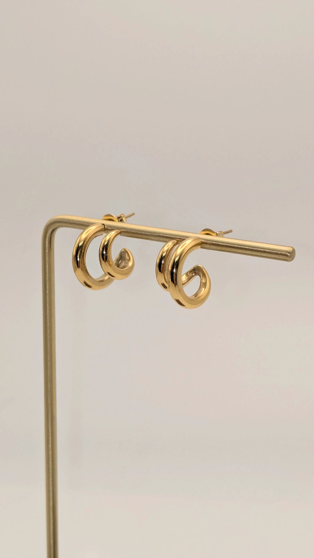 Maddison-Gold Non-Tarnish Double C Hoop Earring Flânerie by MAIQ