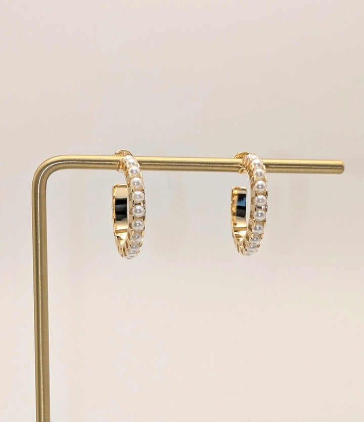 18k Gold Filled 22mm Pearl C-Hoop Earrings