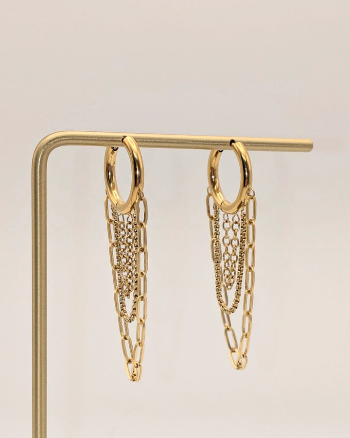 Vianne 18K Gold Non-Tarnish Multi Chain Drop Earrings Flânerie by MAIQ