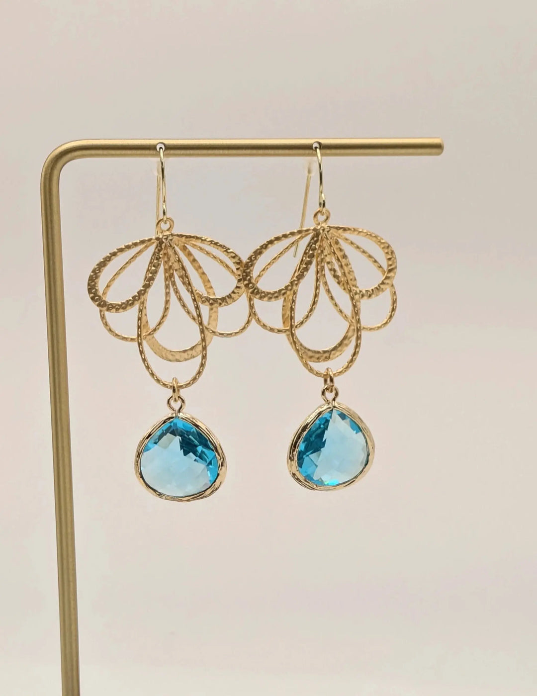 Aquamarine Earrings Gold Feather Laalee Jewelry