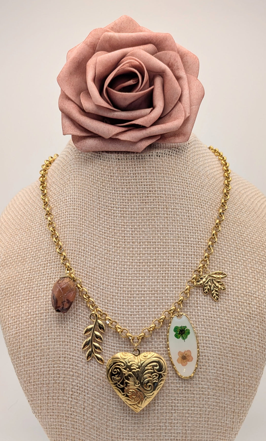 Lantana 18K Gold Non-Tarnish Vintage Locket Charm Necklace Flânerie by MAIQ
