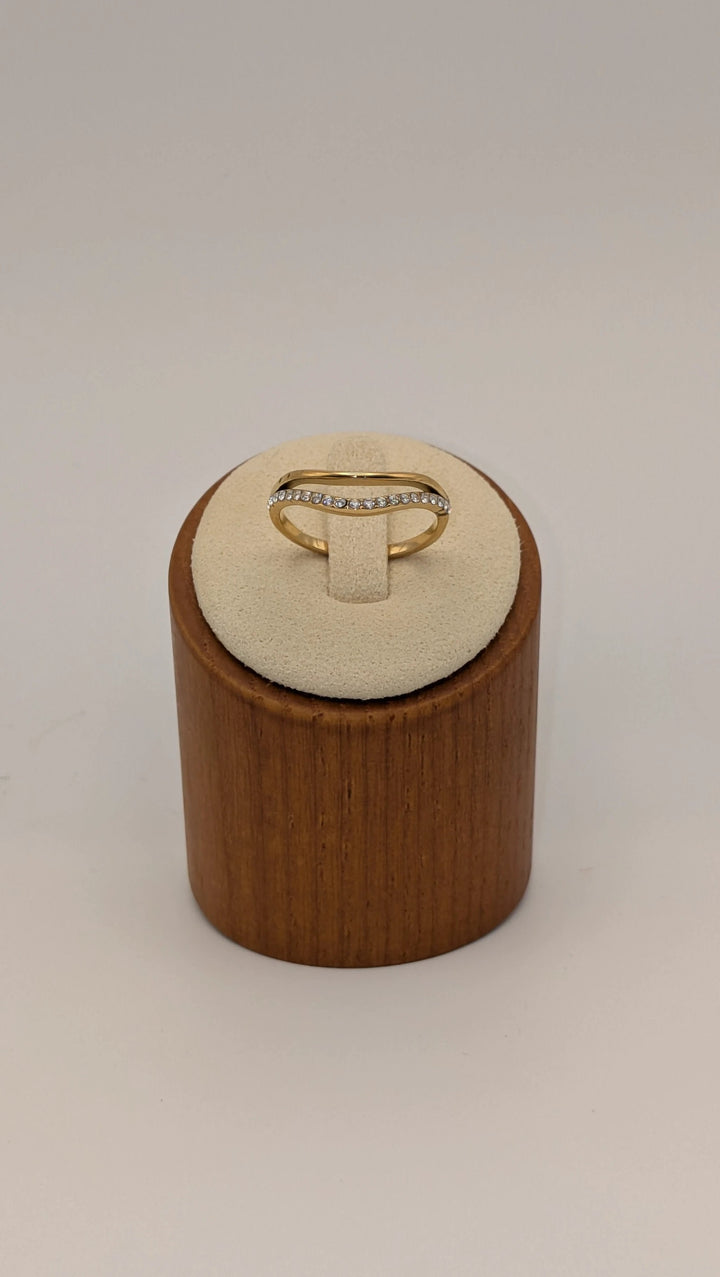 Orleans 18K Gold Non-Tarnish Layered V Rhinestone Ring Flânerie by MAIQ