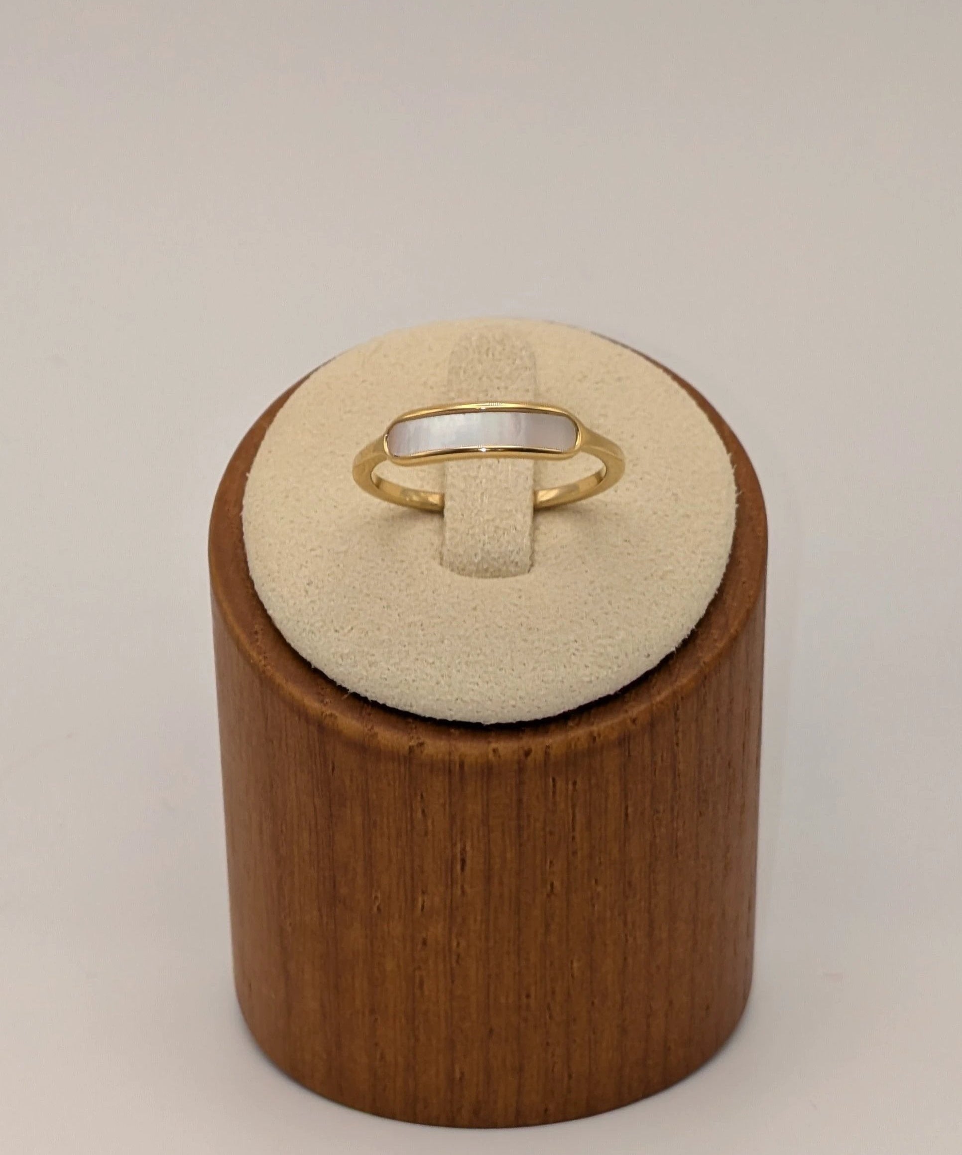 Dainty Mother of Pearl Ring - Slim Pearl Stacker Ring Blueyejewelry