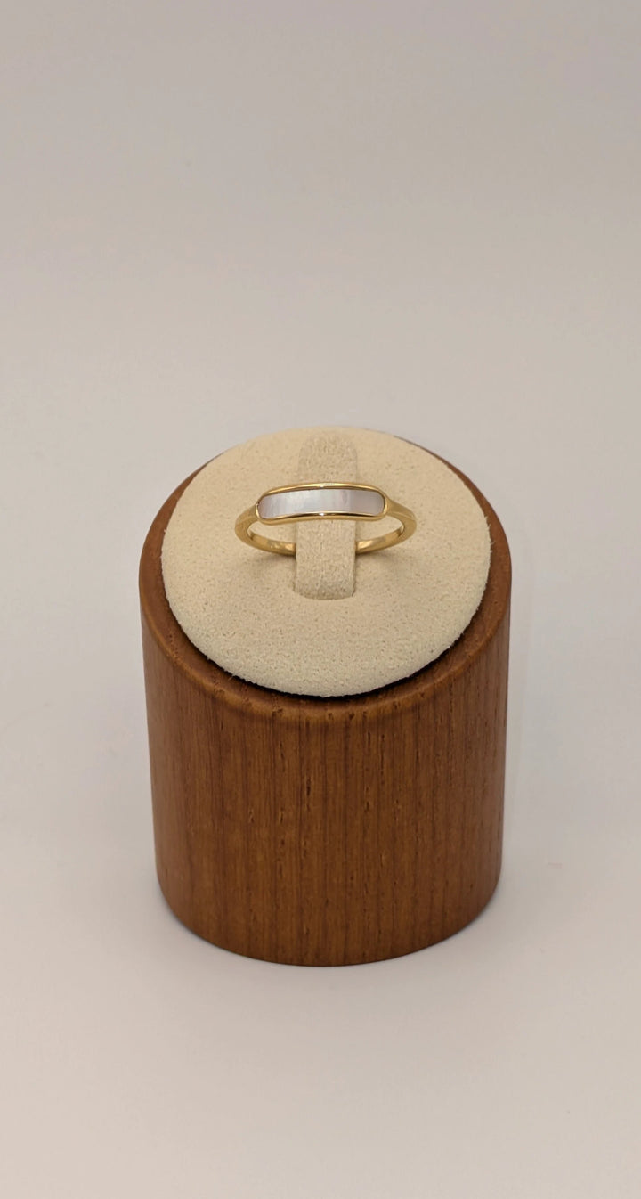 Dainty Mother of Pearl Ring - Slim Pearl Stacker Ring