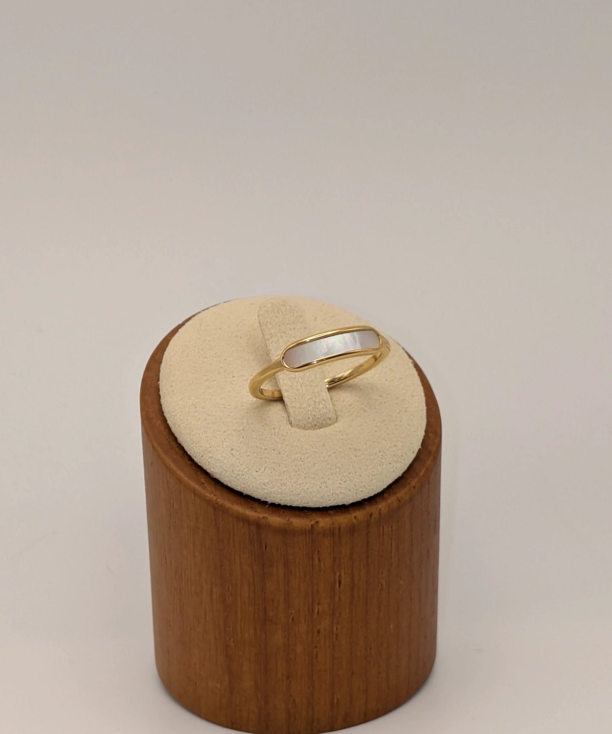 Dainty Mother of Pearl Ring - Slim Pearl Stacker Ring Blueyejewelry