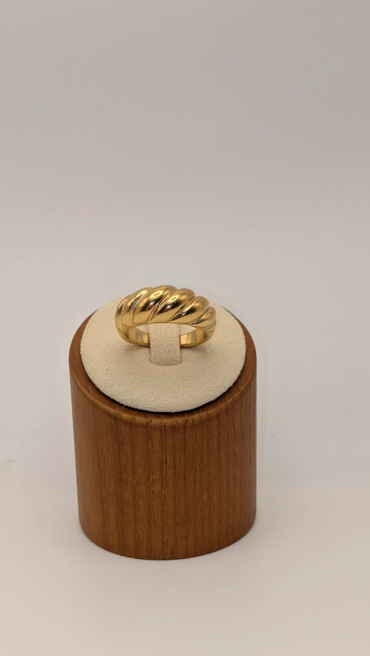 18K Gold Dome Rings - Chunky Stainless Steel Statement Set