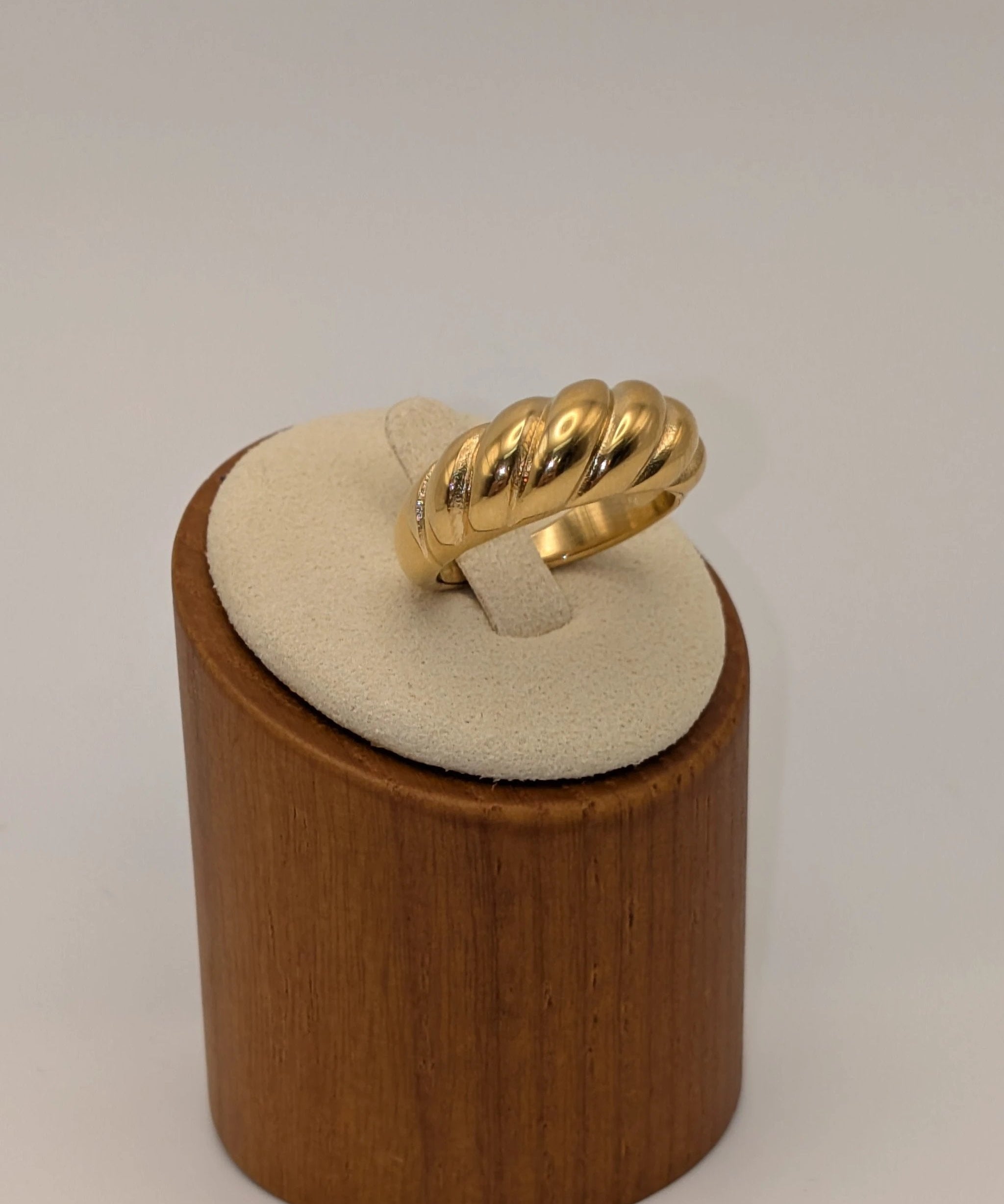 18K Gold Dome Rings - Chunky Stainless Steel Statement Set Blueyejewelry