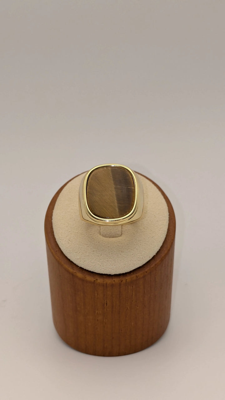 Tiger Eye Statement Ring - 18K Gold Natural Stone Ring Sahira Jewelry Design