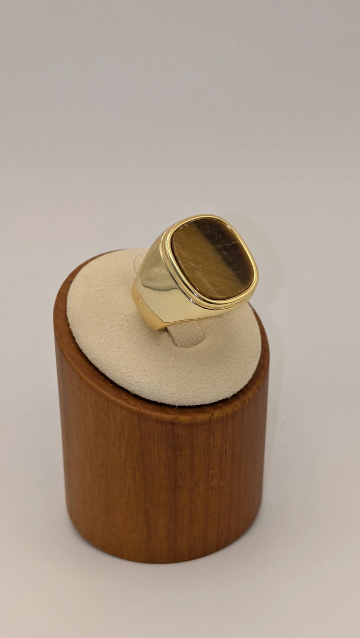 Tiger Eye Statement Ring - 18K Gold Natural Stone Ring Sahira Jewelry Design