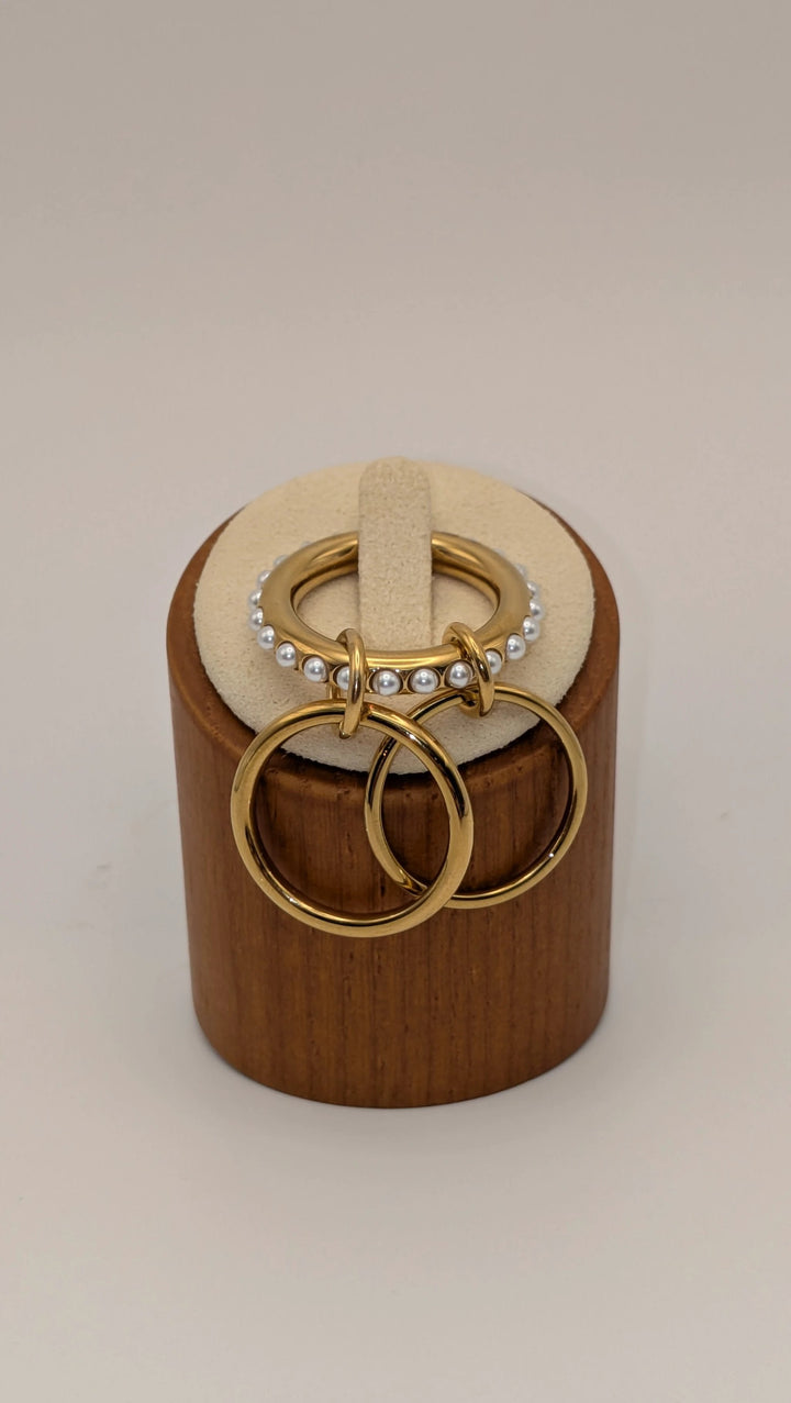 Danton 18K Gold Non-Tarnish Multi Stack Pearl Band Ring Flânerie by MAIQ