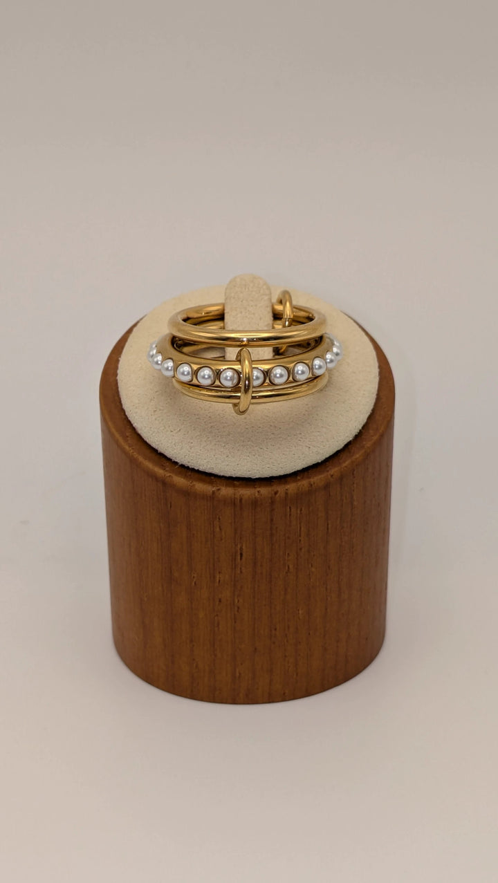 Danton 18K Gold Non-Tarnish Multi Stack Pearl Band Ring Flânerie by MAIQ