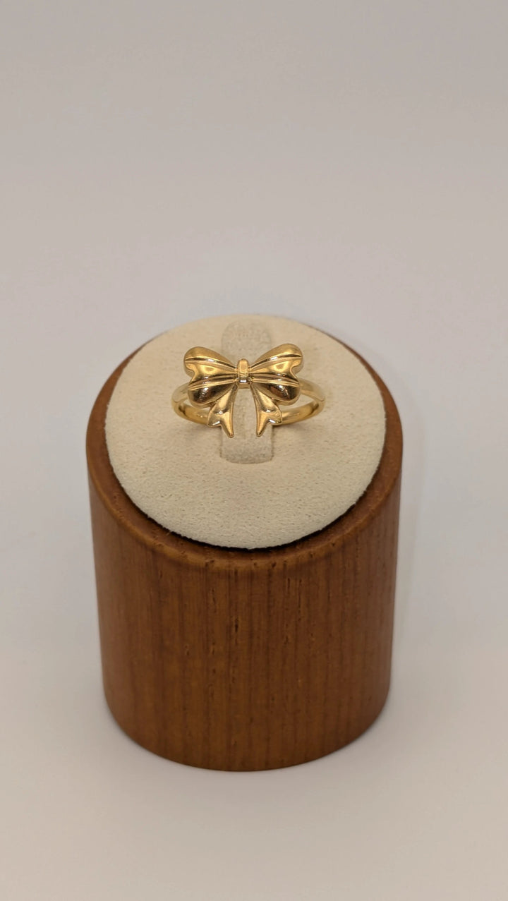 Thin Bow Ring - Delicate Gold Stainless Steel Bow Tie Ring Blueyejewelry