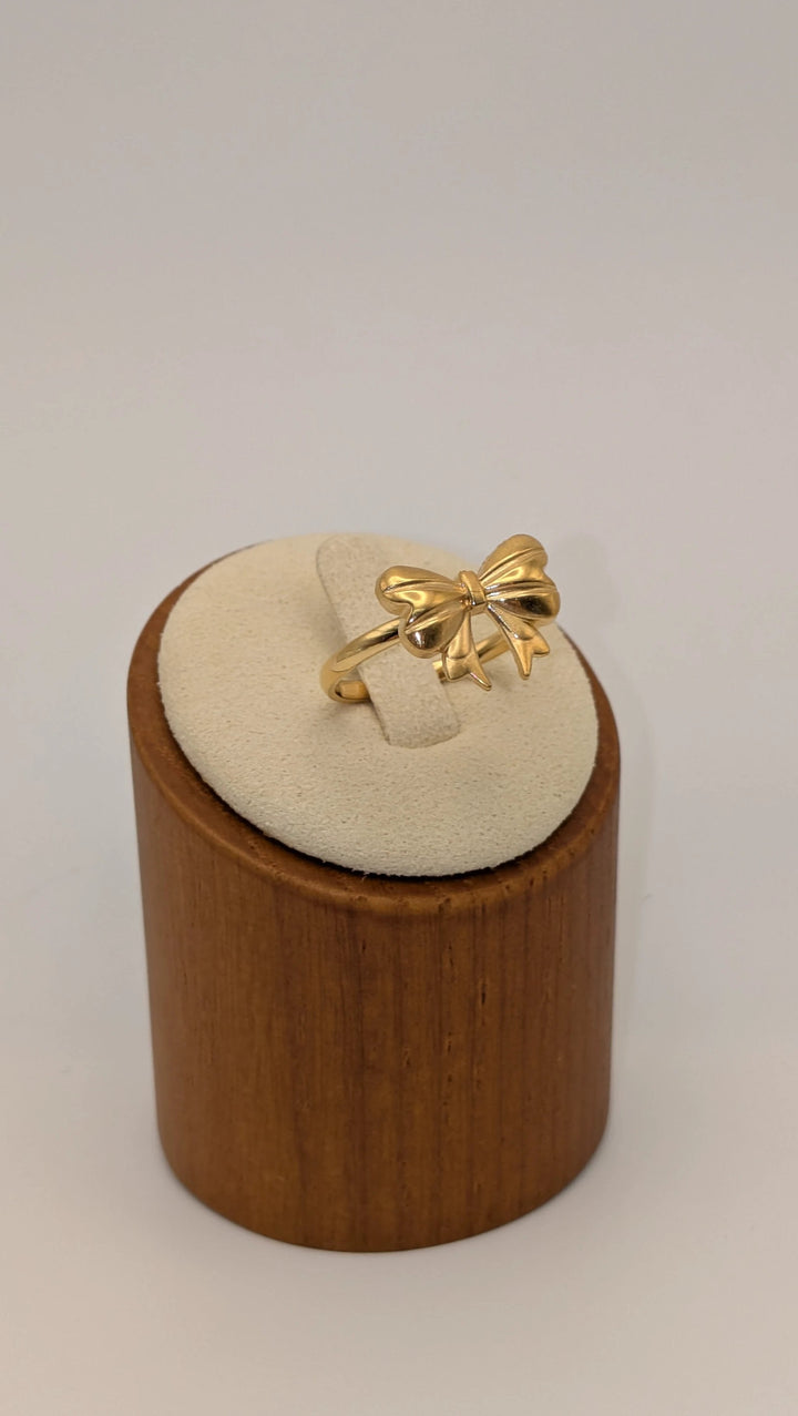 Thin Bow Ring - Delicate Gold Stainless Steel Bow Tie Ring Blueyejewelry