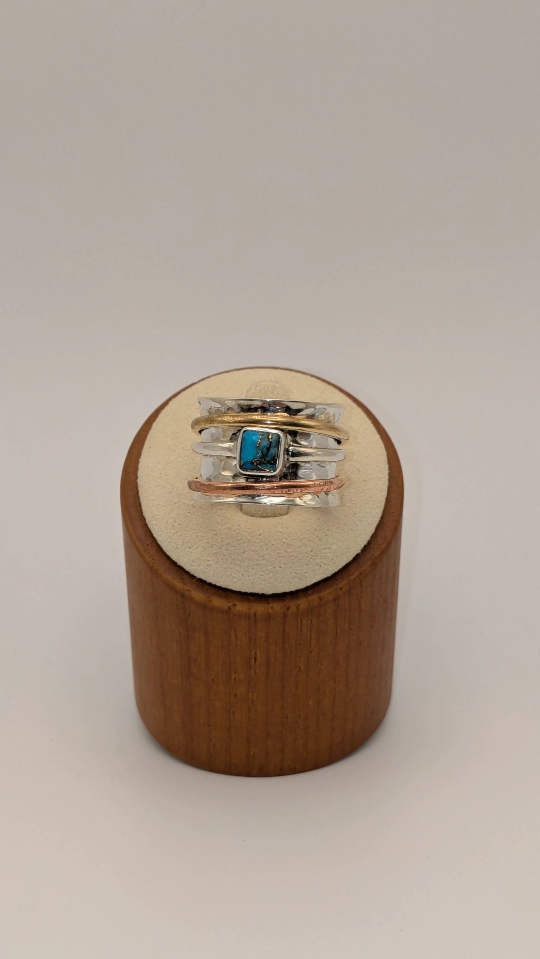 Sterling Silver Turquoise Spinner Ring - Handmade Meditation Ring Baizaar