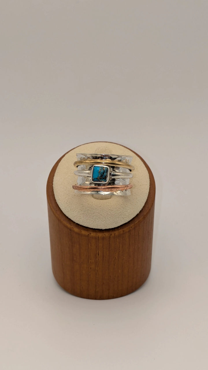 Sterling Silver Turquoise Spinner Ring - Handmade Meditation Ring Baizaar