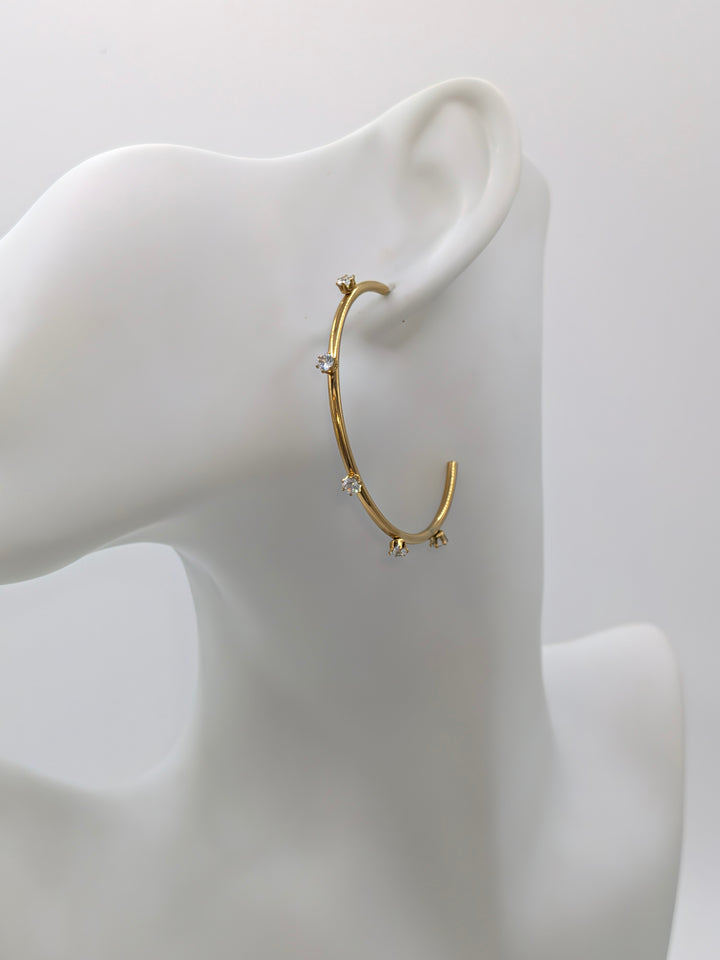 Aster Gold CZ Hoop Earrings Sahira Jewelry Design