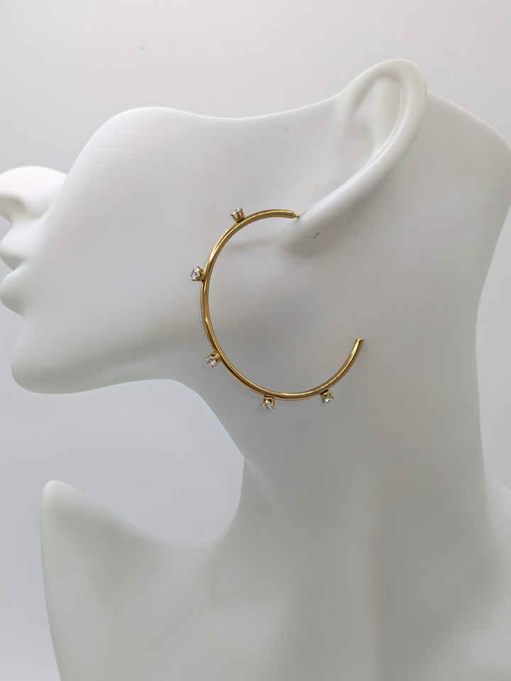 Aster Gold CZ Hoop Earrings Sahira Jewelry Design