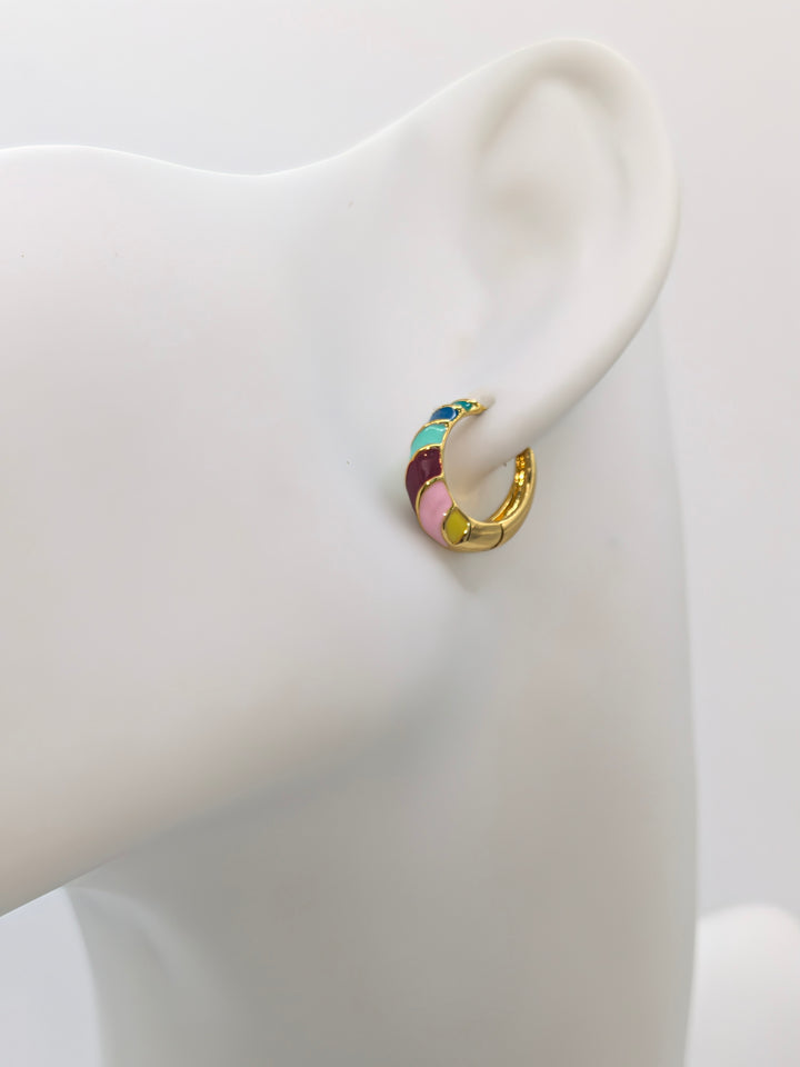 Paloma 18K Gold Colorful Striped Hoop Earring Flânerie by MAIQ