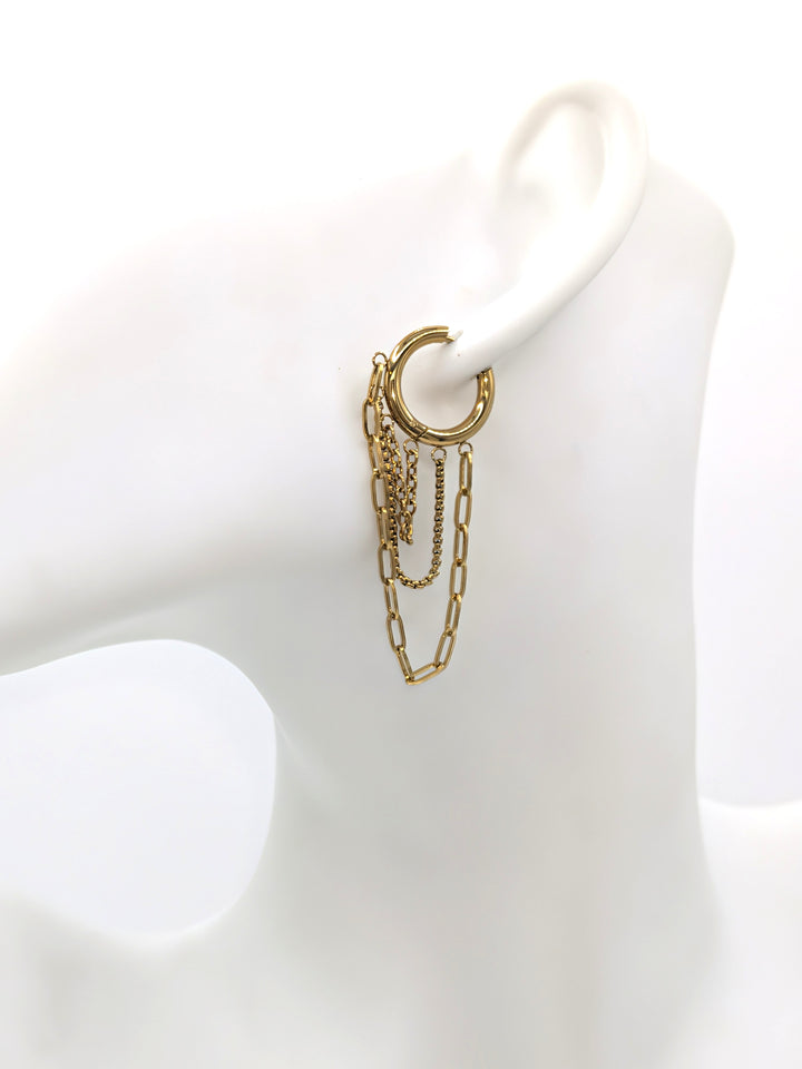 Vianne 18K Gold Non-Tarnish Multi Chain Drop Earrings Flânerie by MAIQ