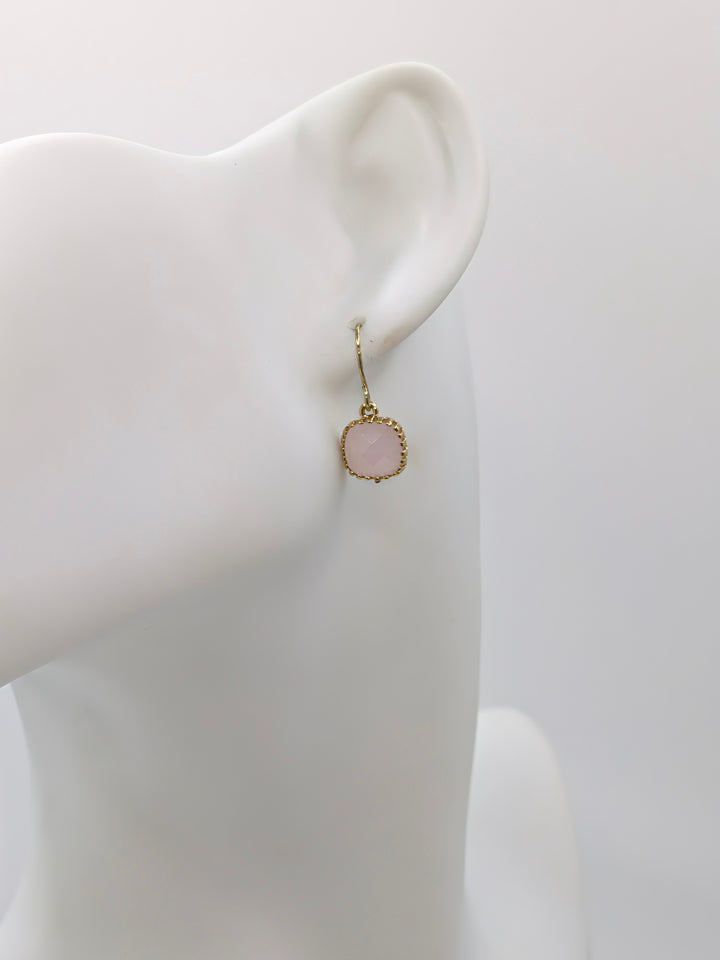 Pink Opal Rose Gold Stud Earrings Lapin Luxuries