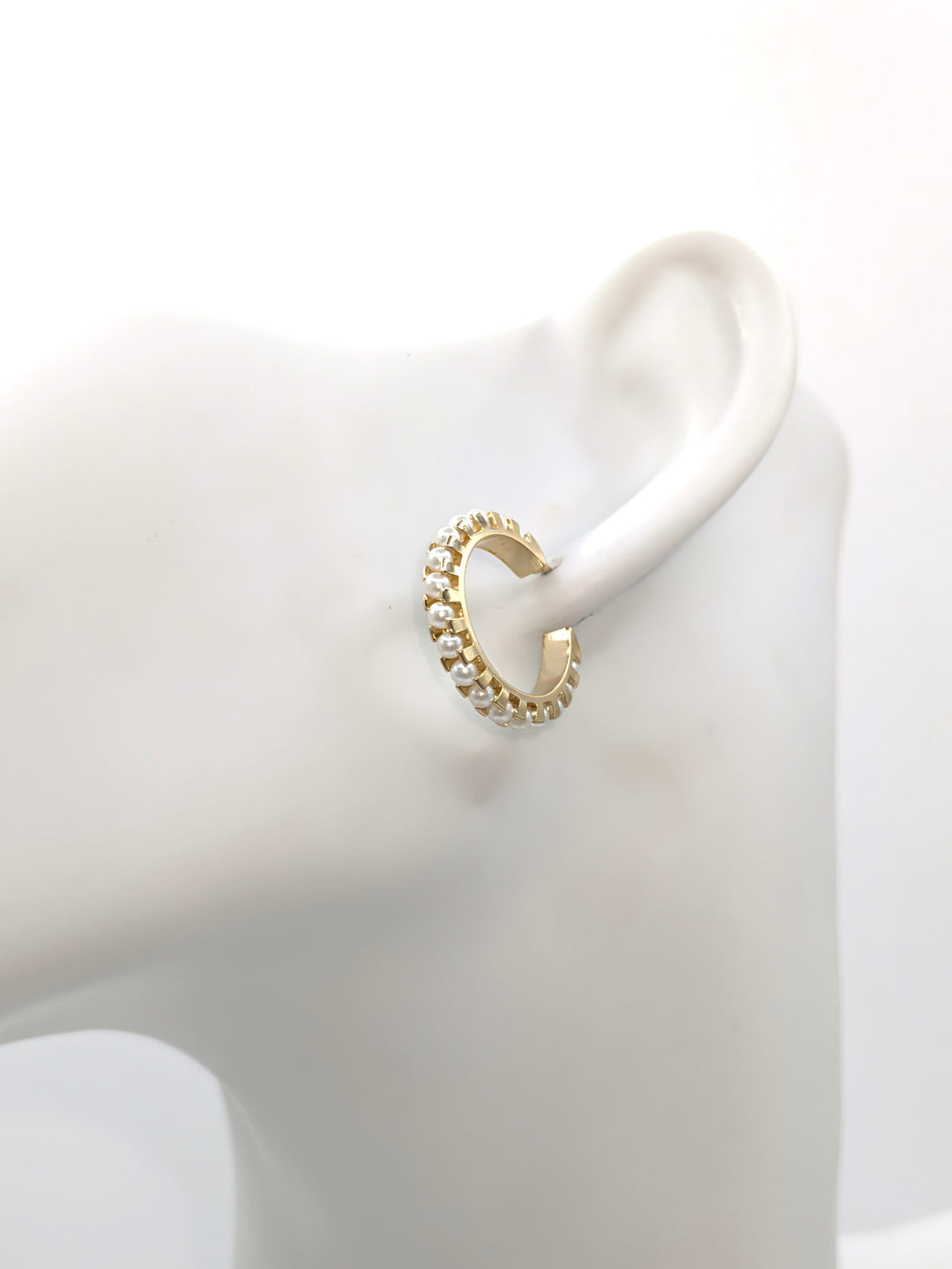 18k Gold Filled 22mm Pearl C-Hoop Earrings GoldFi