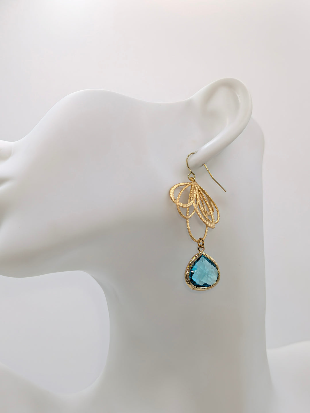 Aquamarine Gold Feather Earrings Laalee Jewelry