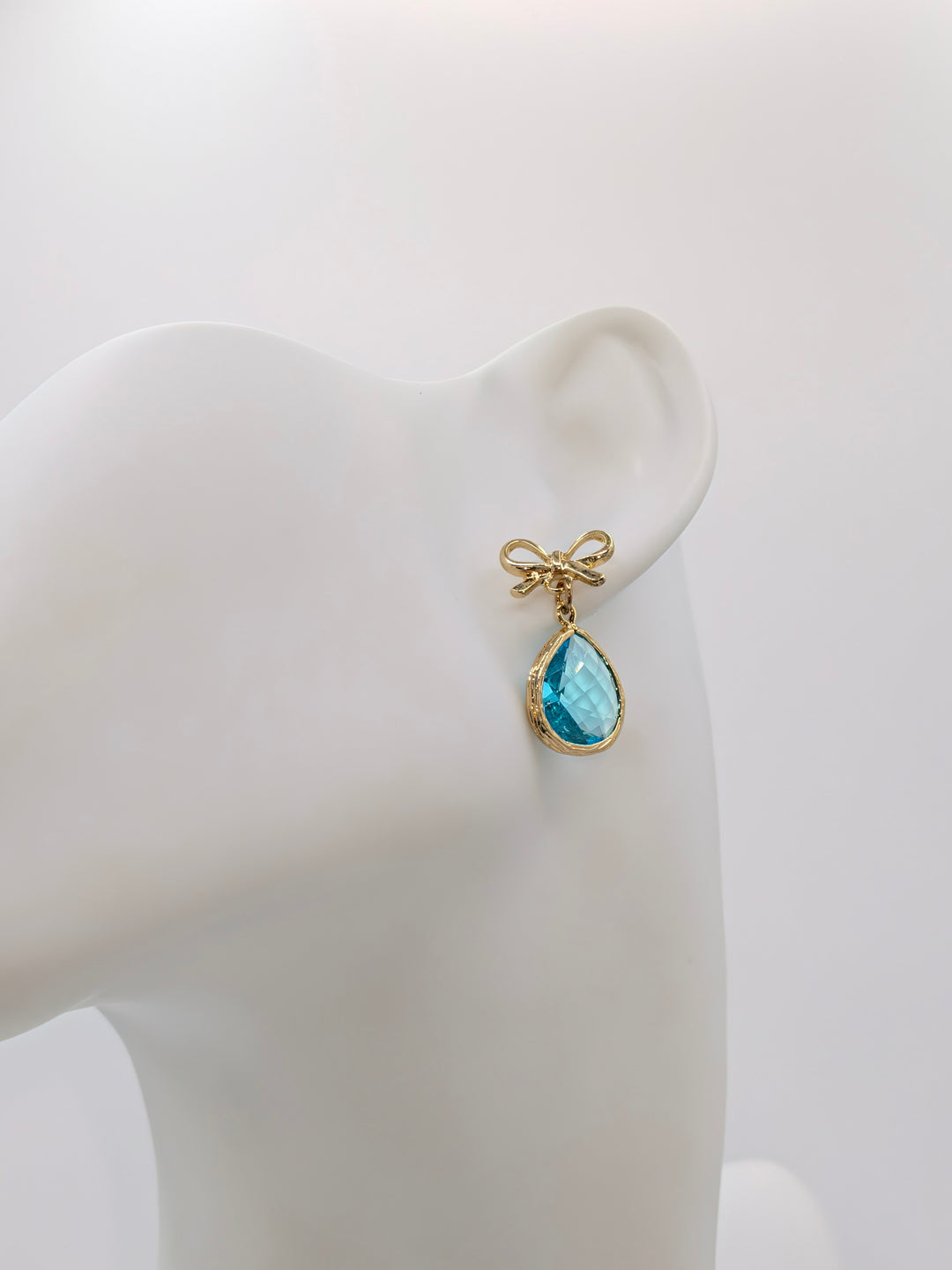 Aquamarine Blue Earrings Gold Bow Laalee Jewelry