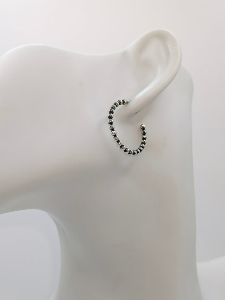 Beaded Sterling Silver Hoop Earrings Heidi J Hale