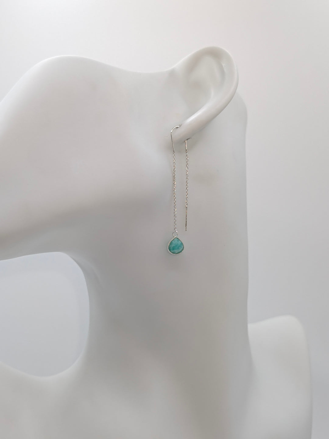 Sterling Silver Teardrop Stone Threader Earrings Something Silver