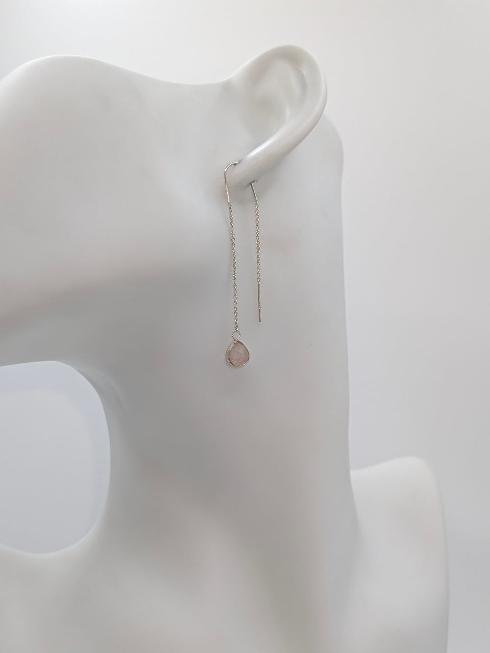 Sterling Silver Teardrop Stone Threader Earrings Something Silver