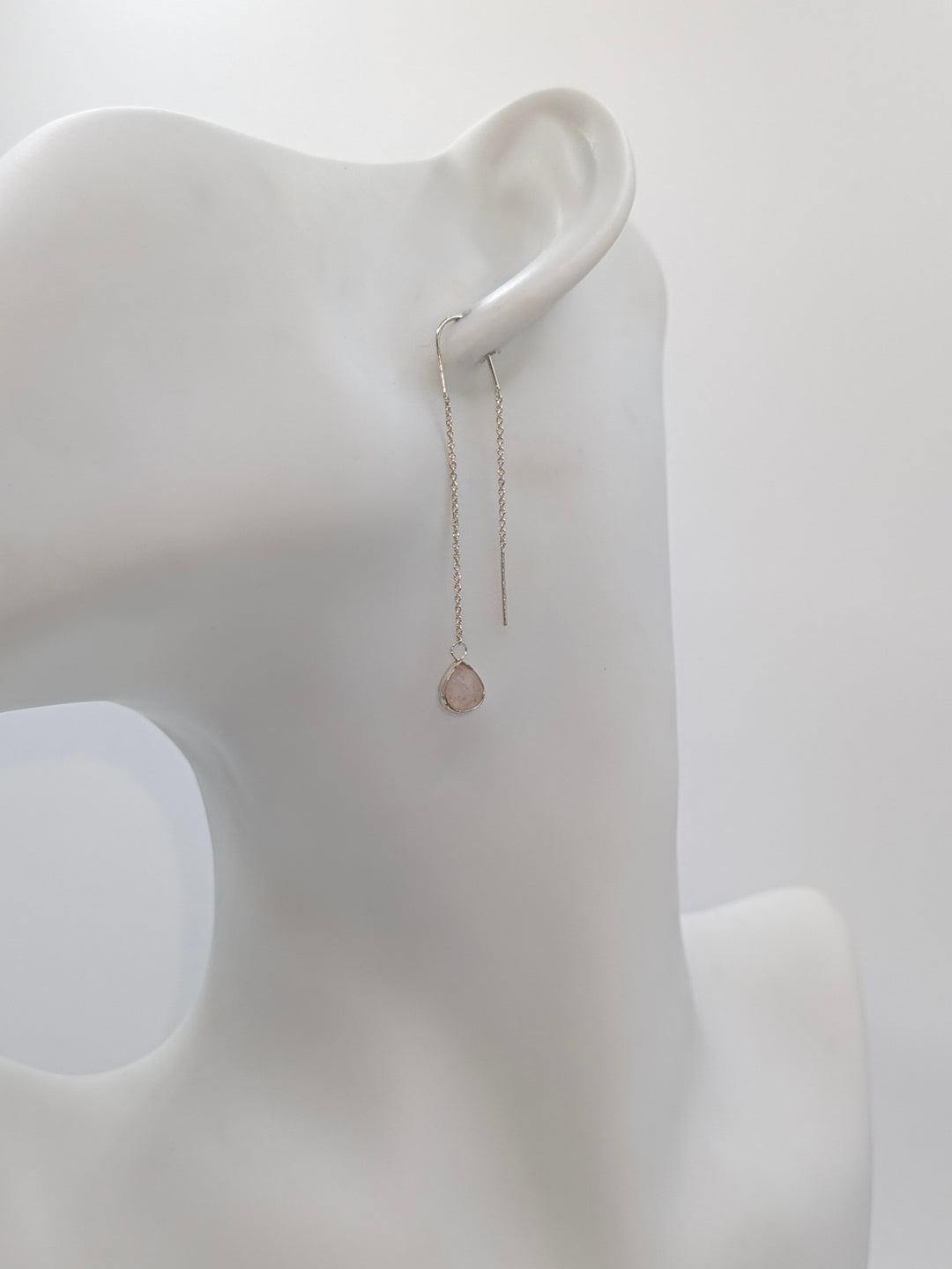 Sterling Silver Teardrop Stone Threader Earrings Something Silver